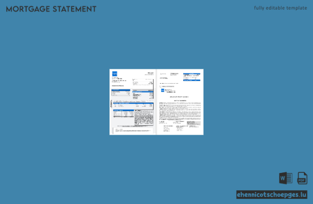 USA New York American Express Blue Bank Hypothekenabrechnung in Word- und PDF-Formaten 1-2 Beispielvorschau